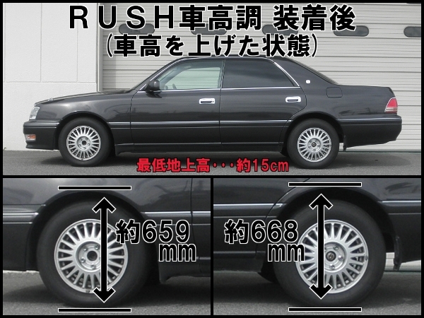 RUSHダンパー車高調整キット SEDAN-CLASS JZS15クラウン 装着データ | RUSH rush RUSH